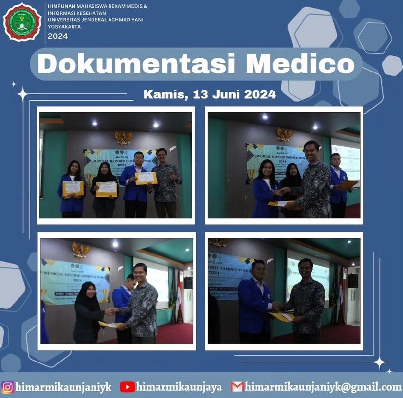 Bukti dokumentasi penyerahan sertifikat dan uang kepada pemenang lomba Medico 2024